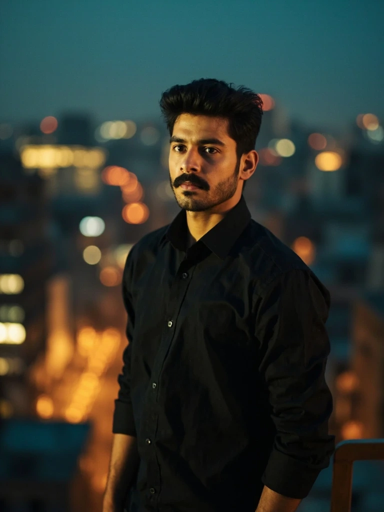 Still from a Telugu action series on a Hyderabad rooftop