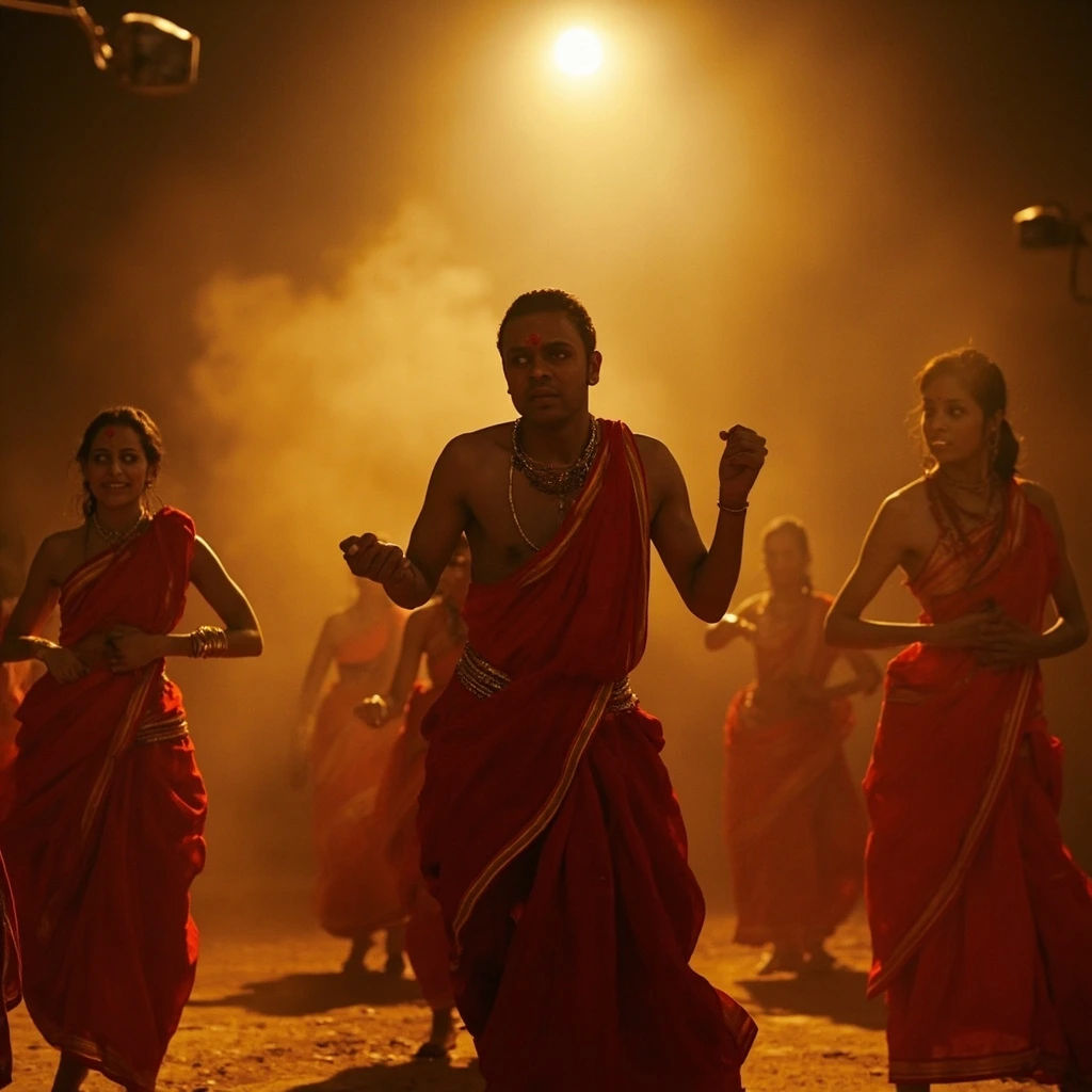Tamasha performance still from the Marathi musical Jhimma Jhimma.