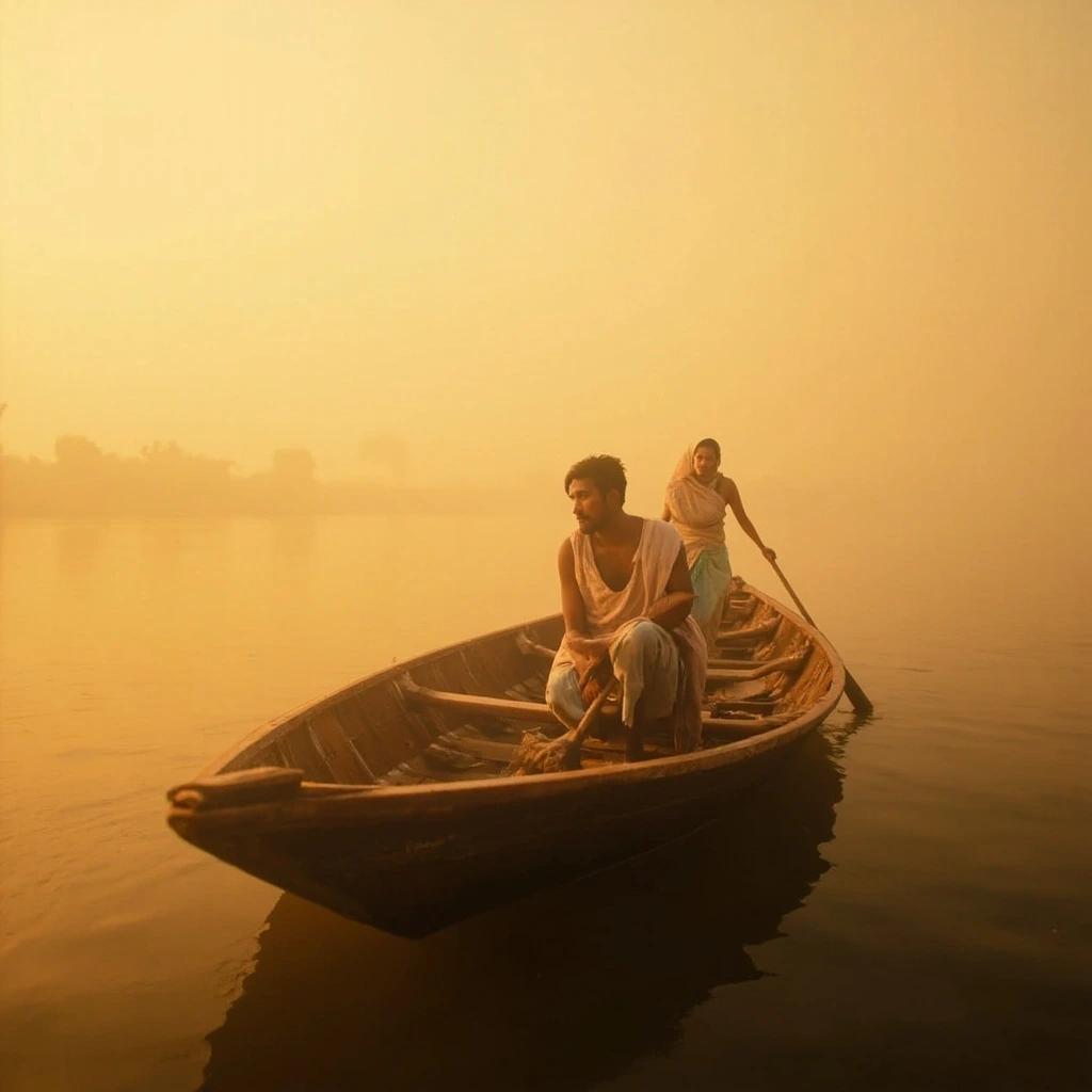 Brahmaputra river scene from the Assamese drama Kothanodi.